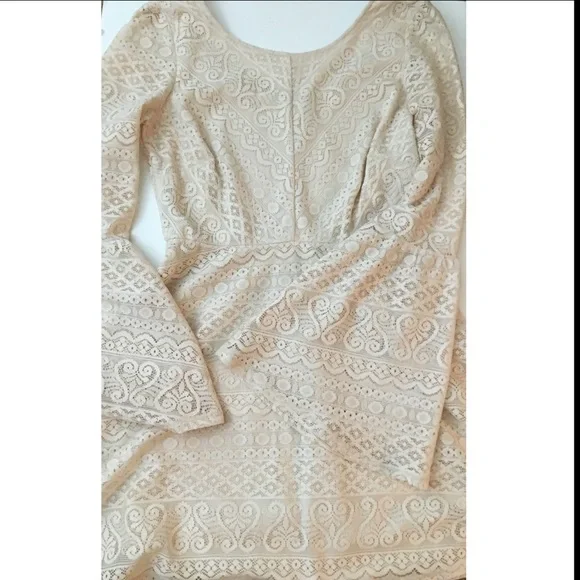 Lot of Love by Speechless Cream Lace Flare Sleeve Mini Dress size Small - Picture 2 of 4